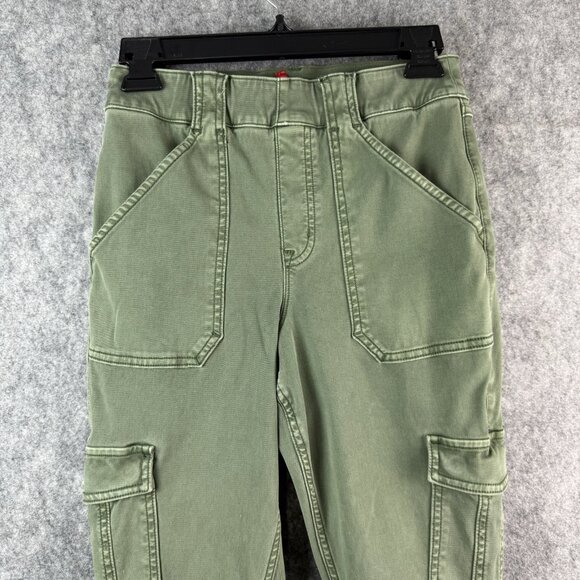 SPANX Stretch Twill Ankle Cargo Pants Pull On Army Green Slimming Women’s M - Picture 2 of 16